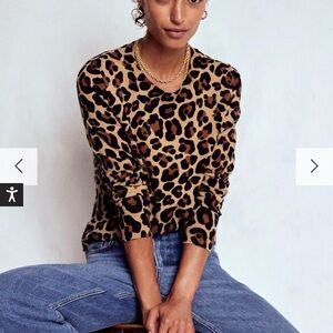 Boden Black and Brown Animal Print Top